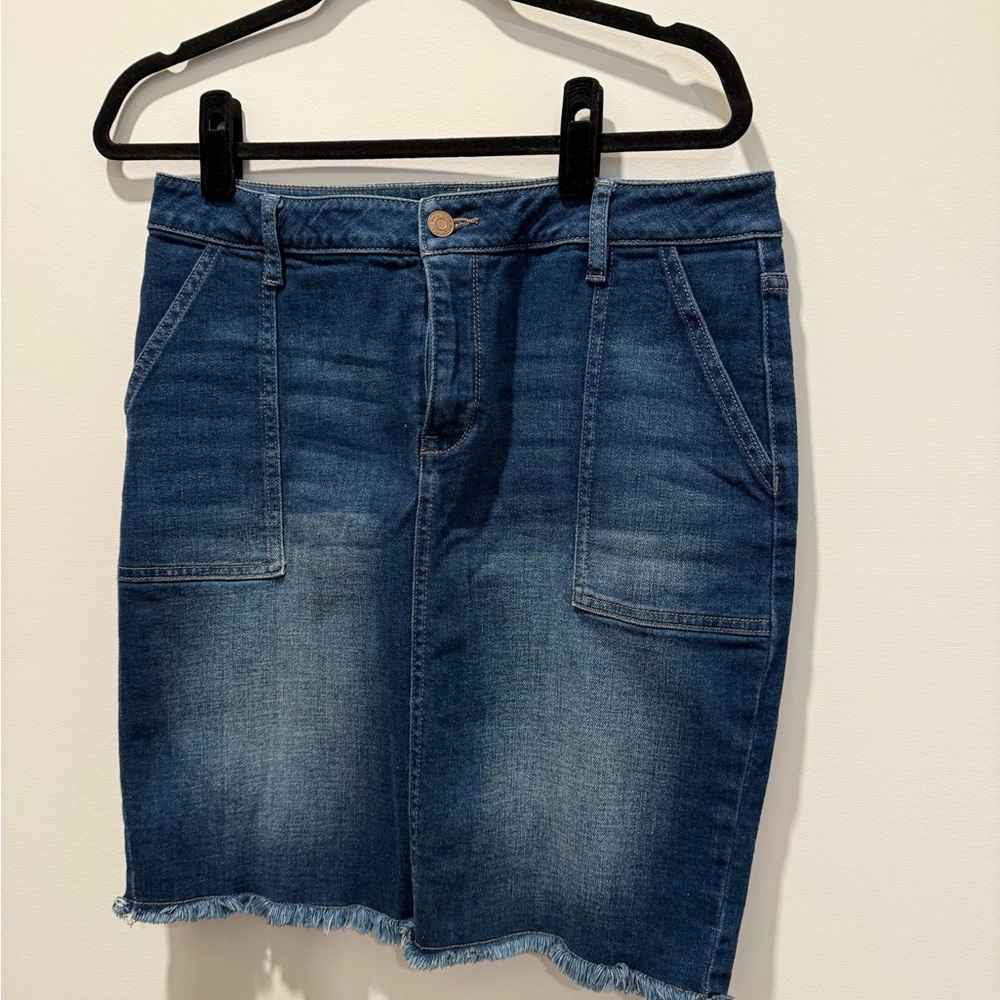 New York & Company Blue Pencil Cargo Skirt